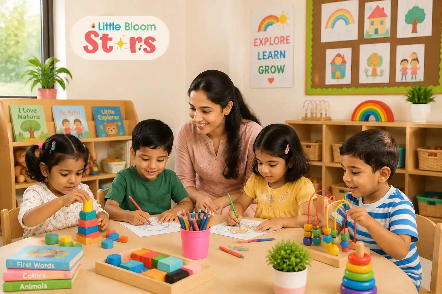Little Bloom Stars daycare in Dhaka with children learning in a safe, child-friendly environment with trained educators